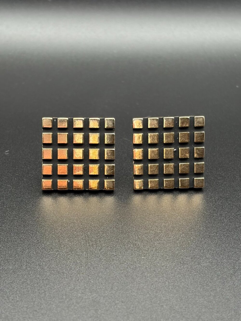 1950s SWANK Gold-Tone Cuff Links with Grid Pattern
